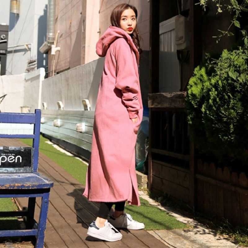 여성 루즈핏 빅사이즈 롱 후드 집업 가디건 점퍼 자켓 데일리 캐주얼 오버핏 간절기 봄 가을 아우터 - 상세 이미지 5