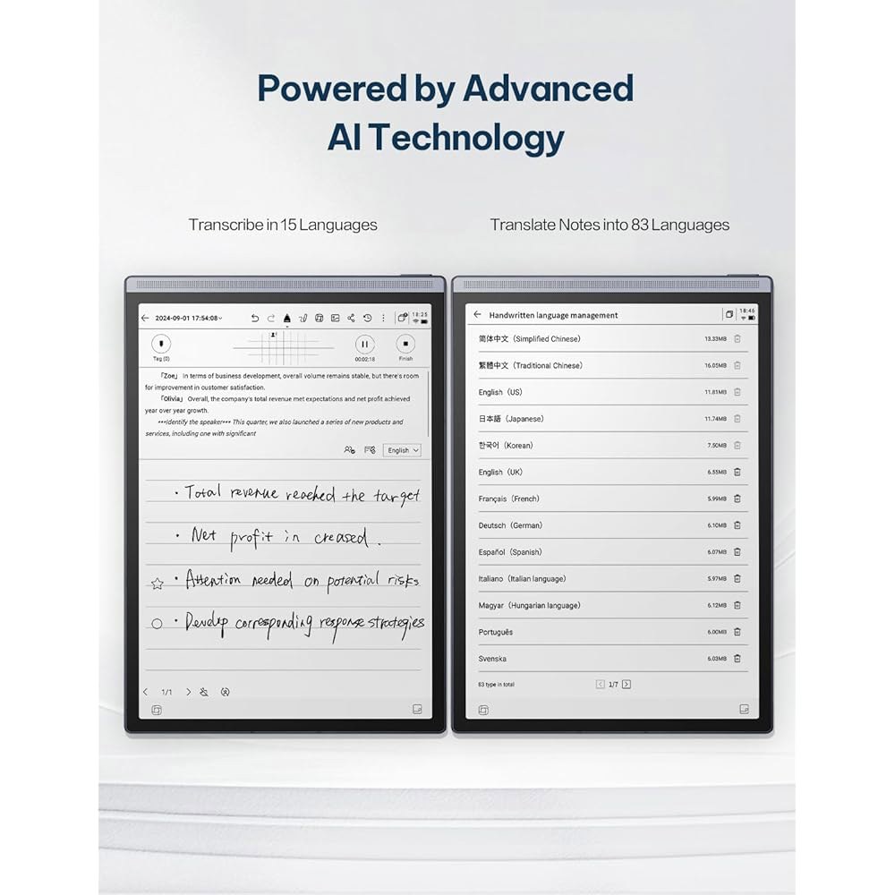 iflytek 아이노테 에어 2, 8.2인치 AI E 잉크 태블릿, 스타일러스 및 조절 가능한 조명이 있는 스마트 페이퍼 노트 필기 ChatGPT 기반 다국어 필사, 회의록 일정 - 상세 이미지 3