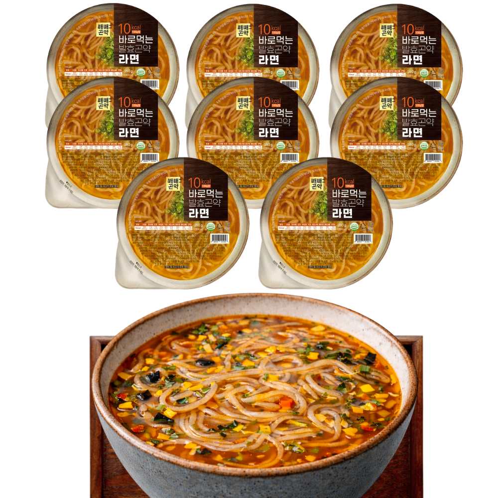 곤약라면 저칼로리라면 매운맛 칼로리낮은 바로먹는 발효곤약 두부면 350g, 8개 - 상품 이미지
