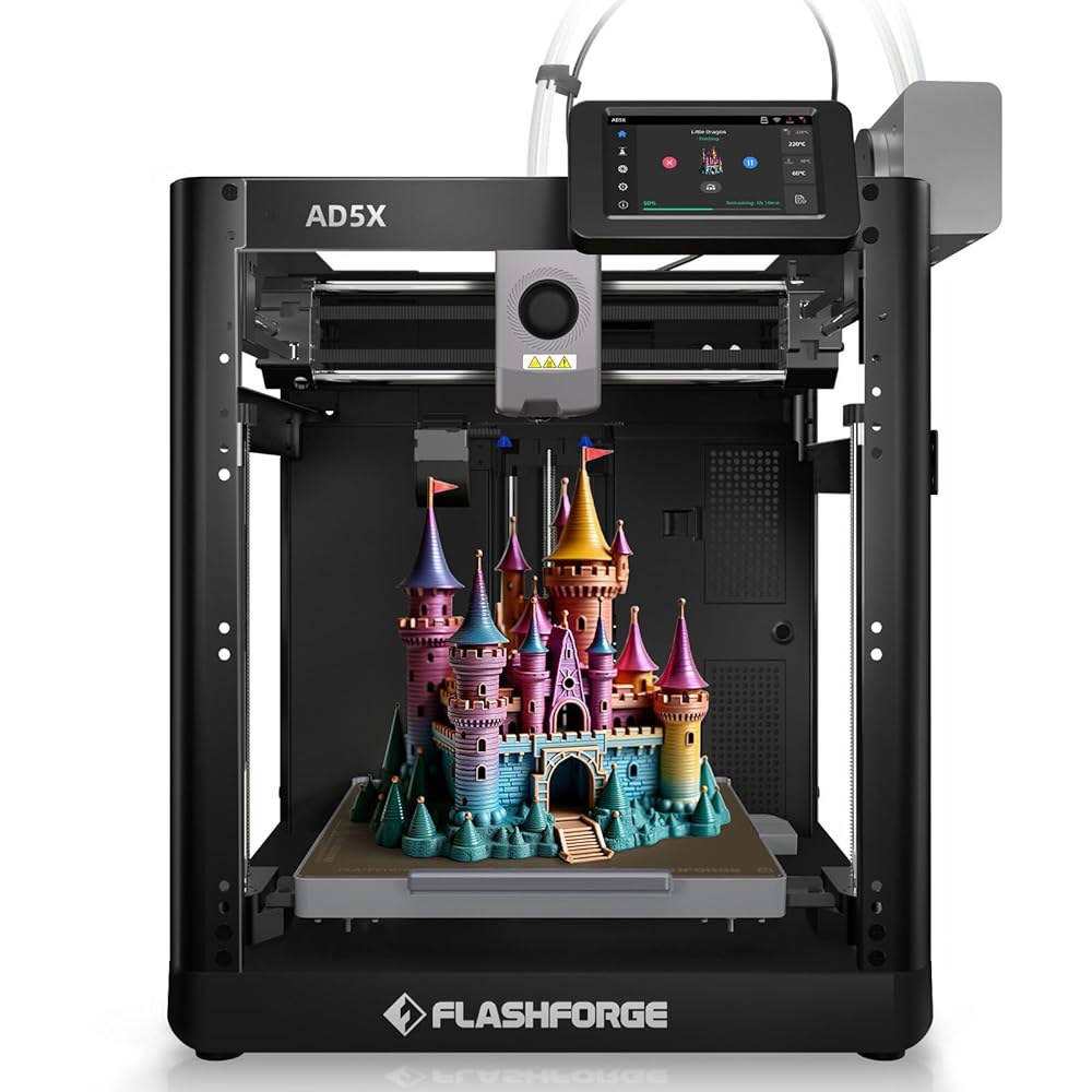 플래시포지 AD5X 멀티 컬러 3D 프린터(IFS, 600mm/s 고속, 300 C 고온 직접 압출기, 완전 자동 레벨링, 올 메탈 코어XY, PLA-CF, PETG-CF용 4색 - 상품 이미지
