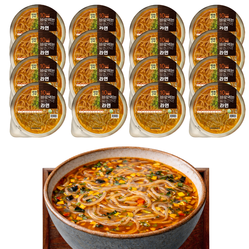곤약라면 저칼로리라면 매운맛 칼로리낮은 바로먹는 발효곤약 두부면 350g, 16개 - 상품 이미지