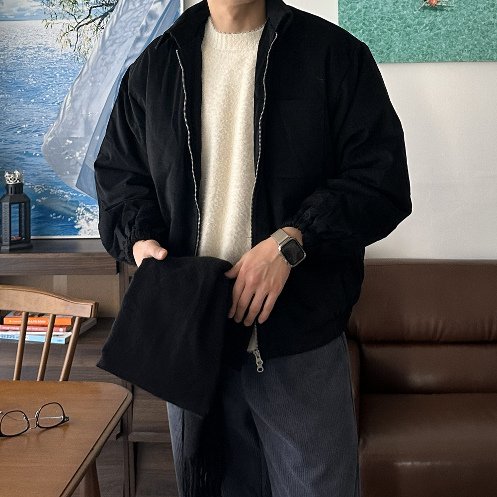 남자 스웨이드자켓 오버핏 블루종 숏 패딩 점퍼 남자겨울자켓 - 상세 이미지 2