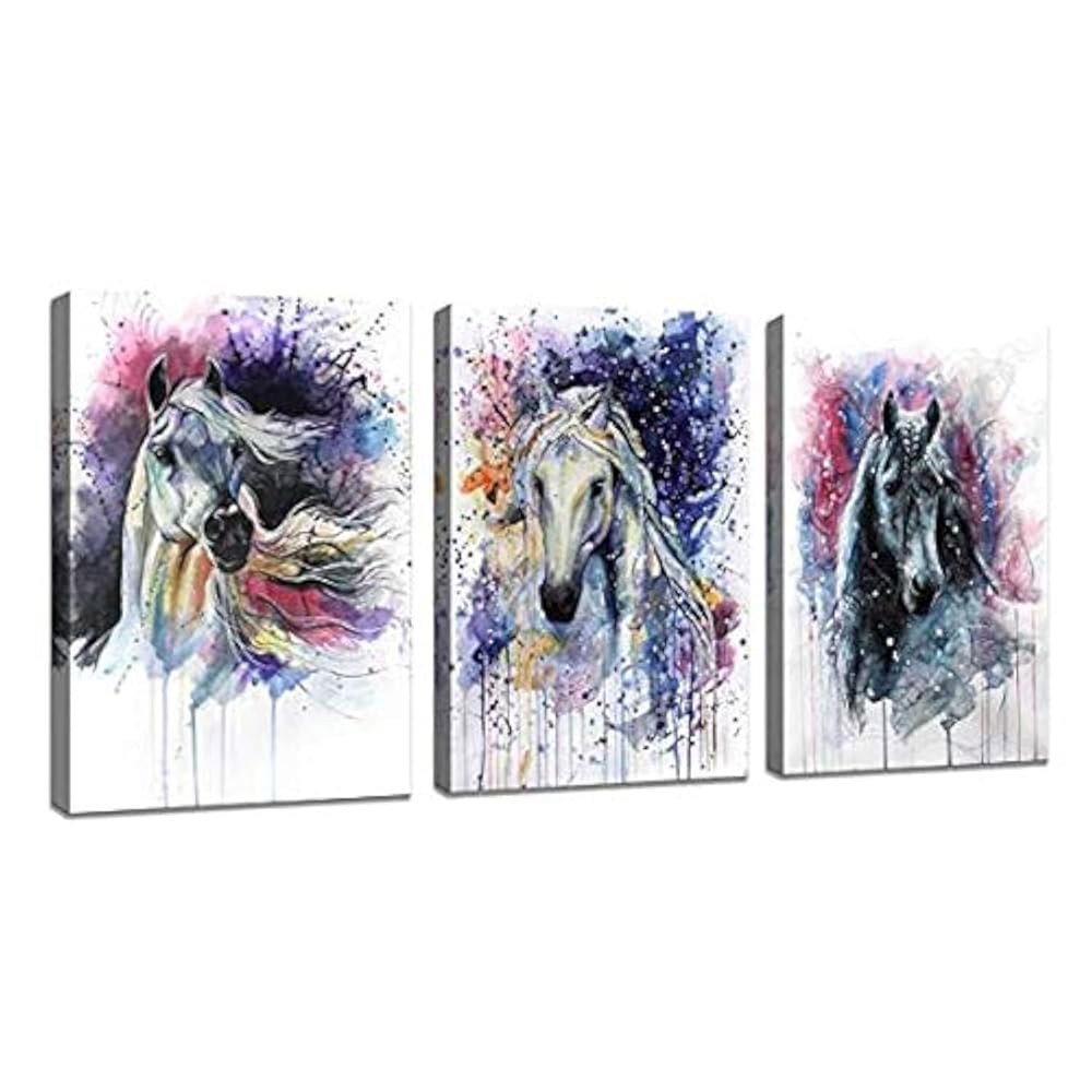 DZL 아트 D70246 캔버스 월 말 동물 그림 액자에 걸 수 있는 3 패널 수채화 집 벽 장식용 미술 작품 - 상품 이미지