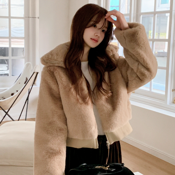 시어링 퍼 카라 집업 점퍼 jp752 - 상품 이미지