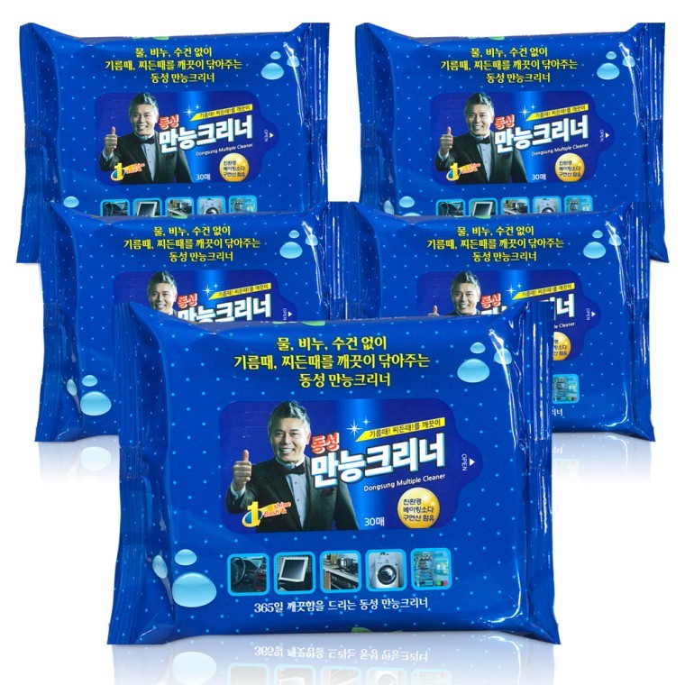 동성 만능크리너 30매x5개 티슈형 찌든때 제거 리필 - 메인 이미지