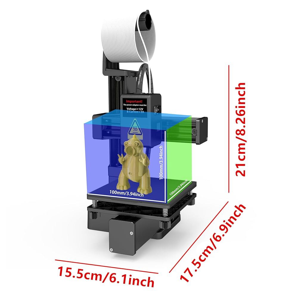 휴대용 3D 프린터 - 탈착식 빌드 플레이트, PLA 및 TPU 필라멘트 호환성, 0.4mm 노즐, 100x100mm 볼륨, 초보자를 위한 간편한 디자인의 컴팩트 FDM - 상세 이미지 2