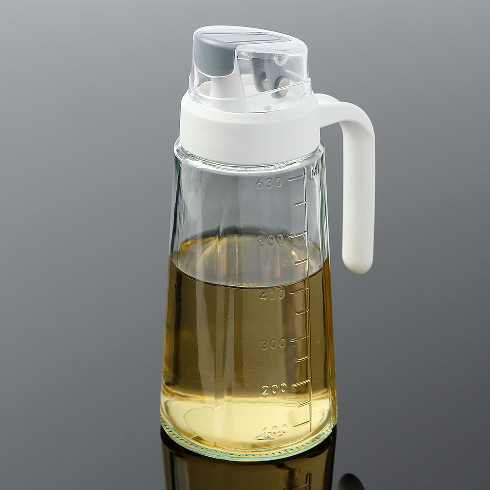 자동 개폐 오일병 소스병 간장병 3p (600 ml) (그레이) 유리오일병 식초병 - 상품 이미지
