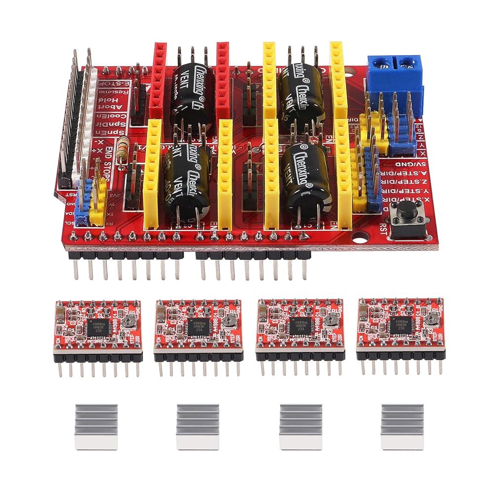ACEIRMC 3D 프린터 CNC 실드 V3 판화 확장 보드(4X A4988 드라이버 모듈 및 4X 라디에이터(키트) 포함) - 상품 이미지