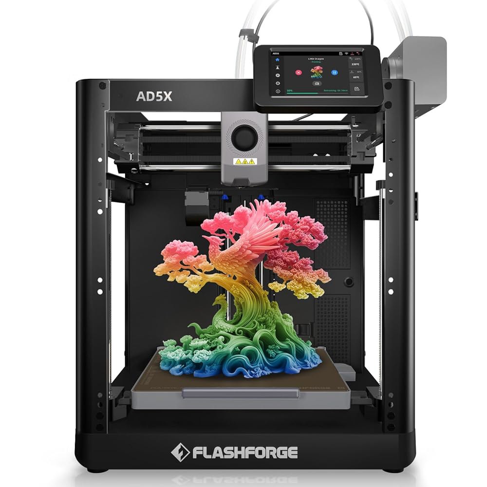 플래시포지 AD5X 3D 프린터, 멀티 컬러 프린팅, 최대 600mm/s 고속, 완전 자동 레벨링, 대형 흐름 고온 직접 압출기, 인쇄 매끄러움 및 정밀도, 220x220mm 빌드 - 상품 이미지