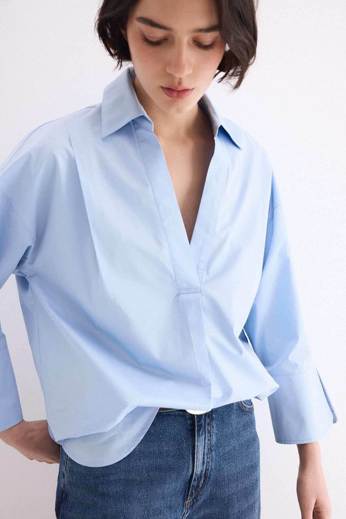 페드로 델 이에로 오버핏 코튼 긴소매 셔츠 6633453 AZUL - 상세 이미지 4