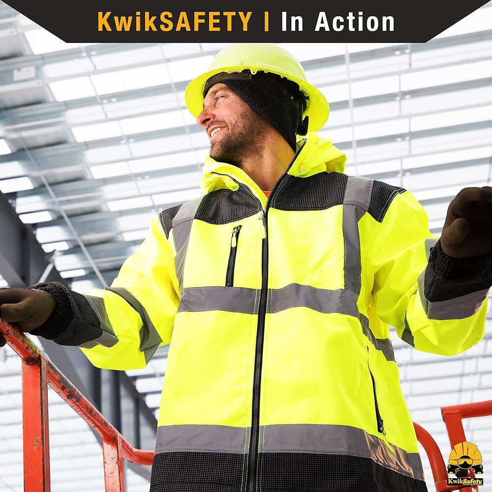 KwikSafety - 노스캐롤라이나주 샬럿 에이전트 및 갤럭시 호환 소프트쉘 안전 재킷 [베이스 한정판 디자인] 클래스 3 ANSI 테스트 완료 OSHA - 상세 이미지 2