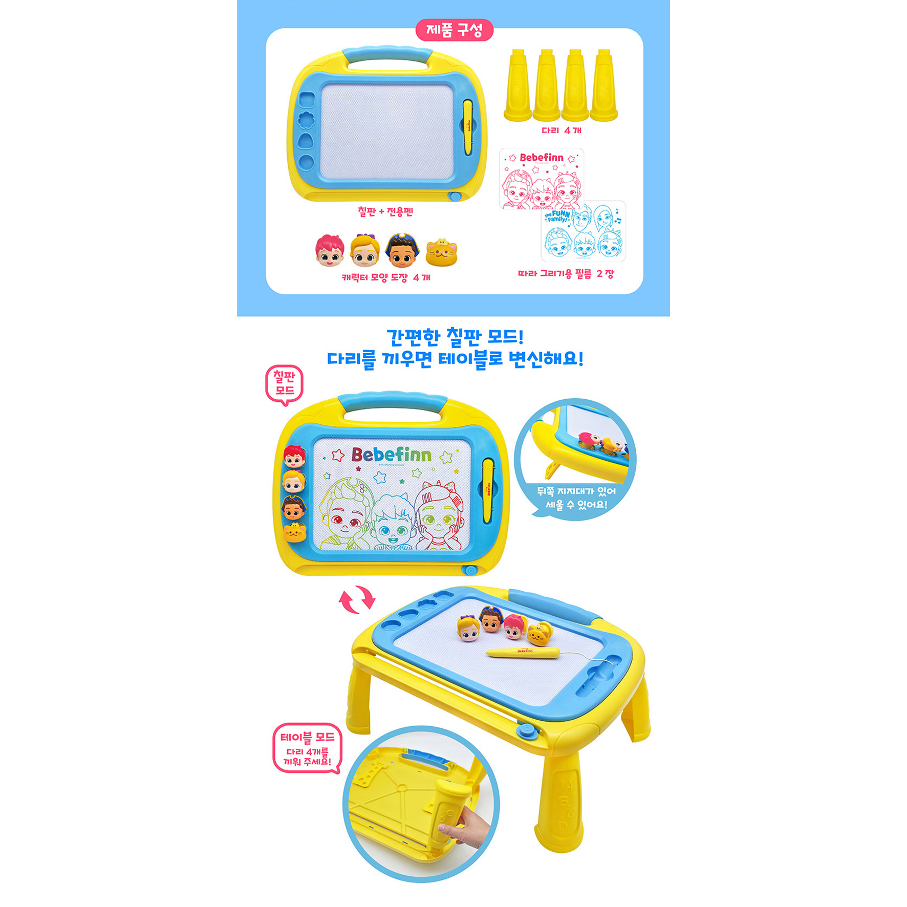 핑크퐁 베베핀 변신 드로잉 테이블 학습놀일 그림그리기 보드판 - 상세 이미지 3
