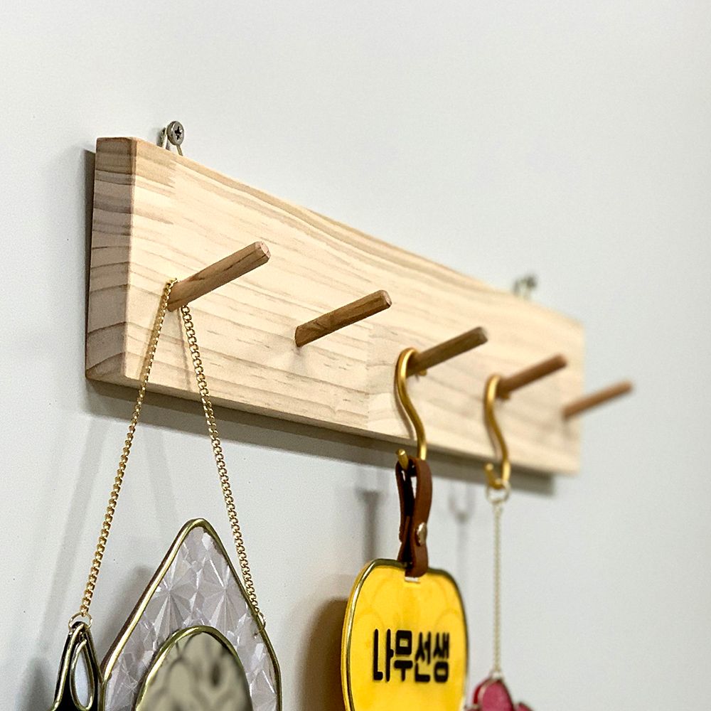 미송 원목 걸이 고리선반 열쇠보관 차키 우드코트랙 - 상품 이미지