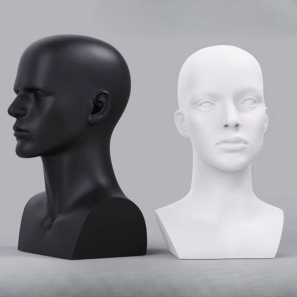 얼굴 모형 헤드 사람 마네킹 가발 촬영 디스플레이 남성 2종-56.5cm-유광 화이트 - 상세 이미지 3