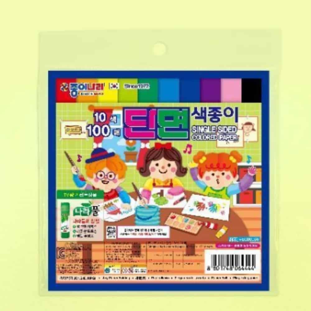 학종이 종이접기종이 10색 단면 색종이 100매 - 메인 이미지