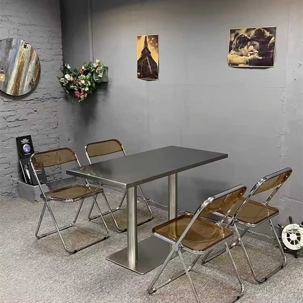 스텐 사각 테이블 업소용 식탁 식당 카페 음식점 100x60x74cm - 상세 이미지 4