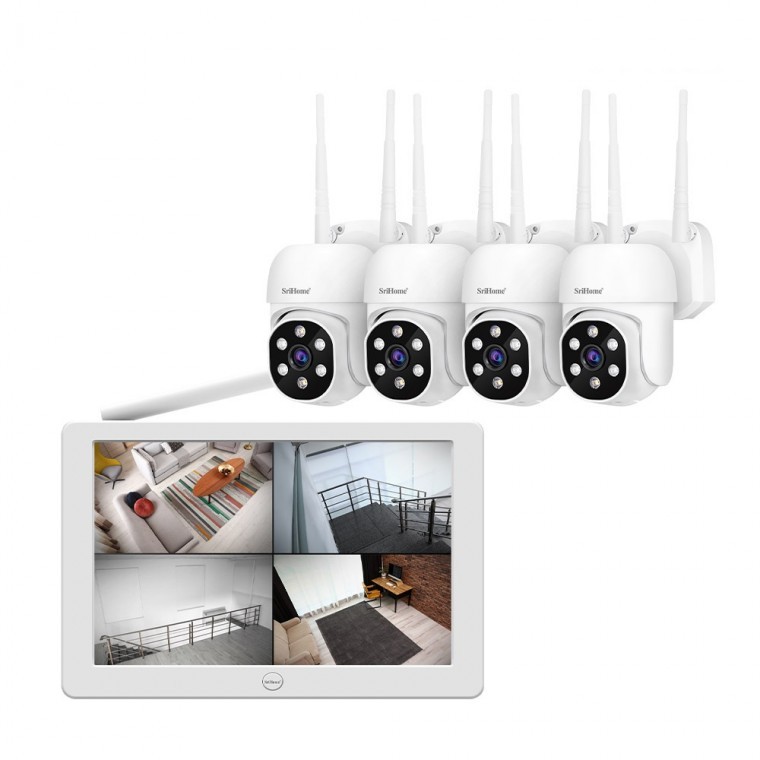 무선 Wi-Fi CCTV 카메라 4대 + 모니터 일체형 NVR 녹화기 세트 - 상품 이미지