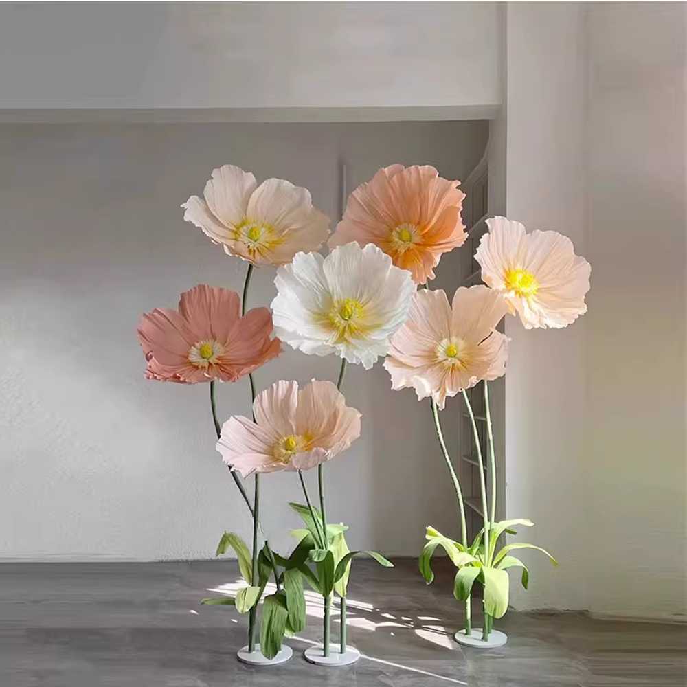 조형물 대형 자이언트 플라워 웨딩 포토존 꽃장식 5송이 색상+줄기+받침대 - 상품 이미지