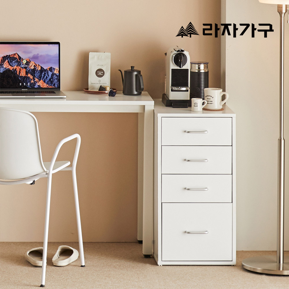 라자가구 플레인 스틸 손잡이 책상보조 4단 서랍 사무실 서재 학생 서랍장