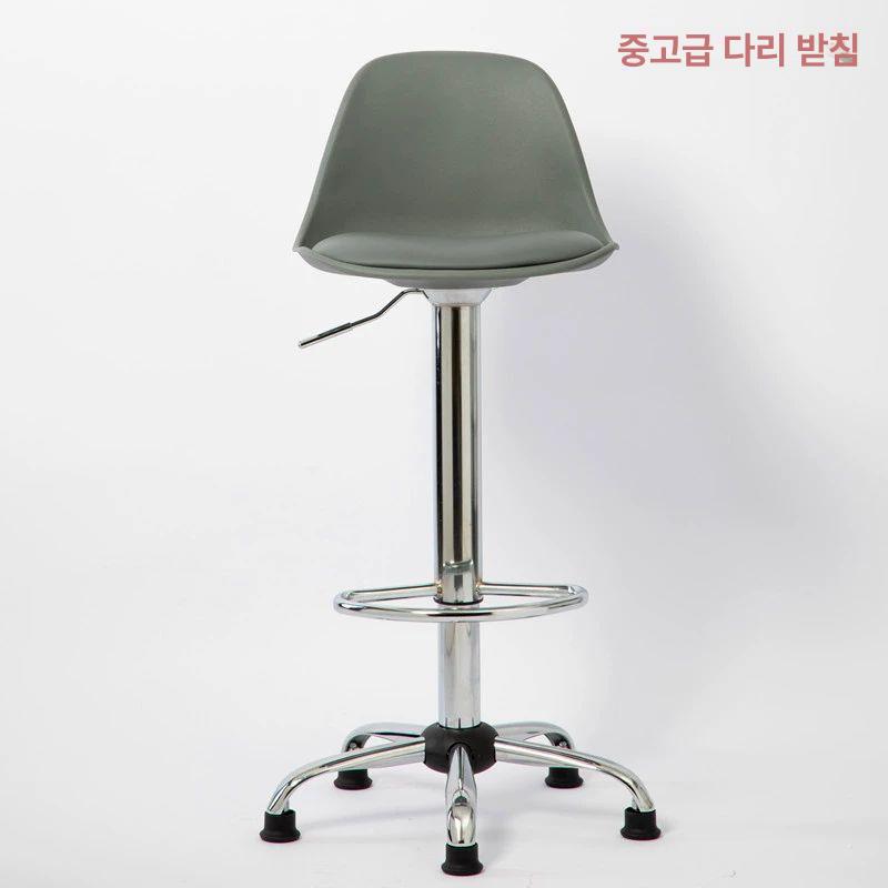 바테이블 등받이 바의자 높이조절 회전 바체어 카페 홈바 스툴 캐스터 하이 블루 - 상세 이미지 4