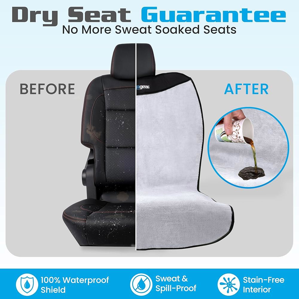 HAPPEGEAR Happeseat 방수 카시트 커버 쉬운 실버 타월 및 보관, 전면 미끄럼 세탁기 가능, 범용 설치 프로텍터 뒷면, 핏 적합, 방지 - 뒷면에 세탁 Black - 상세 이미지 2