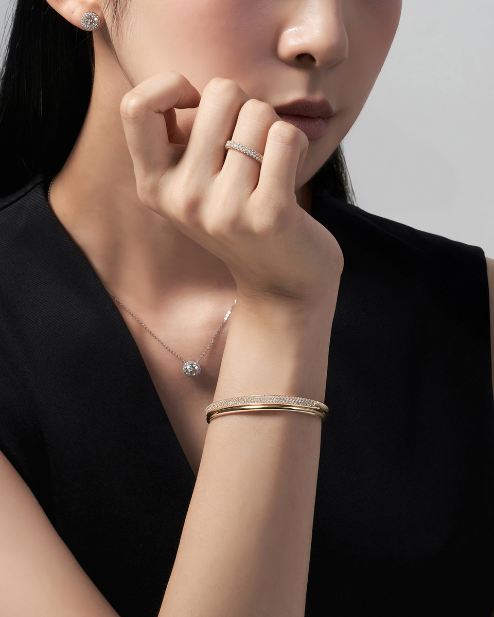 [파플] 랩다이아몬드 와이드 뱅글 팔찌 4.2mm - 상세 이미지 4