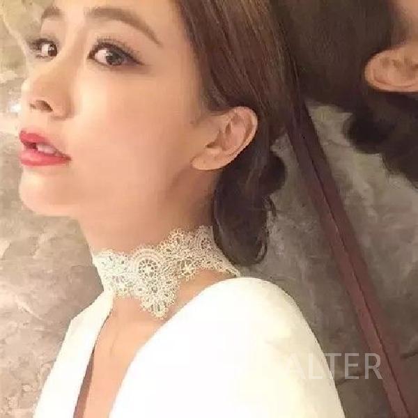 초커 목걸이 레이스 옷 스트랩 의상 패션 화이트 레이스 목걸이 - 상세 이미지 3