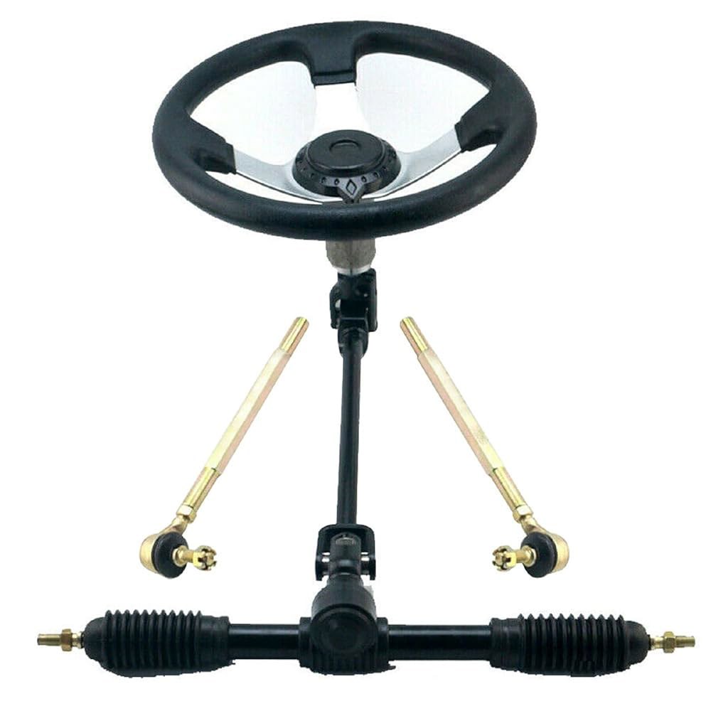 ALL-CARB Go Kart 300mm 스티어링 샤프트 고 어셈블리 키트 타이 로드 조절 피니언 기어 랙 110cc 스틸 가능한 교체 휠 320mm 카트용 - 상세 이미지 2