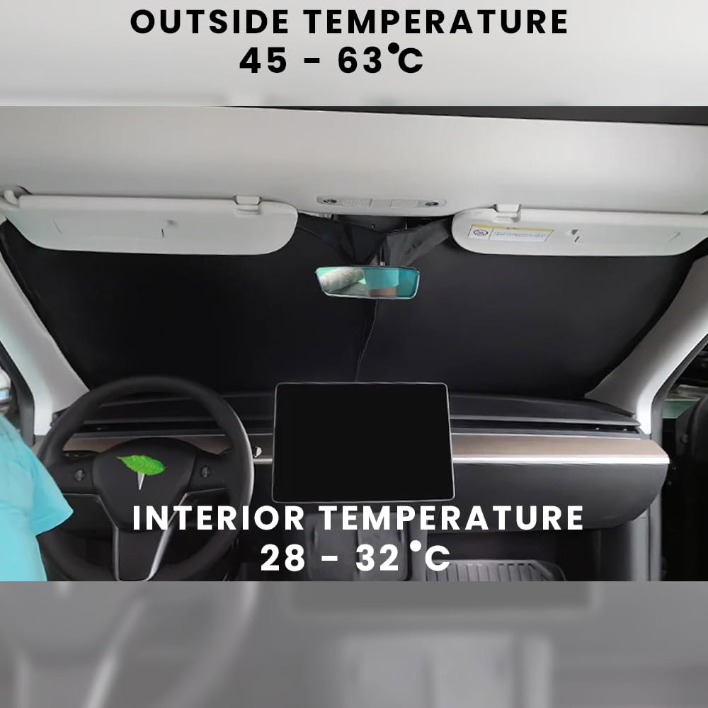 CoolKo Sunshade 모든 창문 앞유리 호환되는 반사 자외선 풀 테슬라 X와 모델 프라이버시 커버 보호 (블랙) 세트 차단 - 및 8피스 D1.Model X Ver.2 - 상세 이미지 2