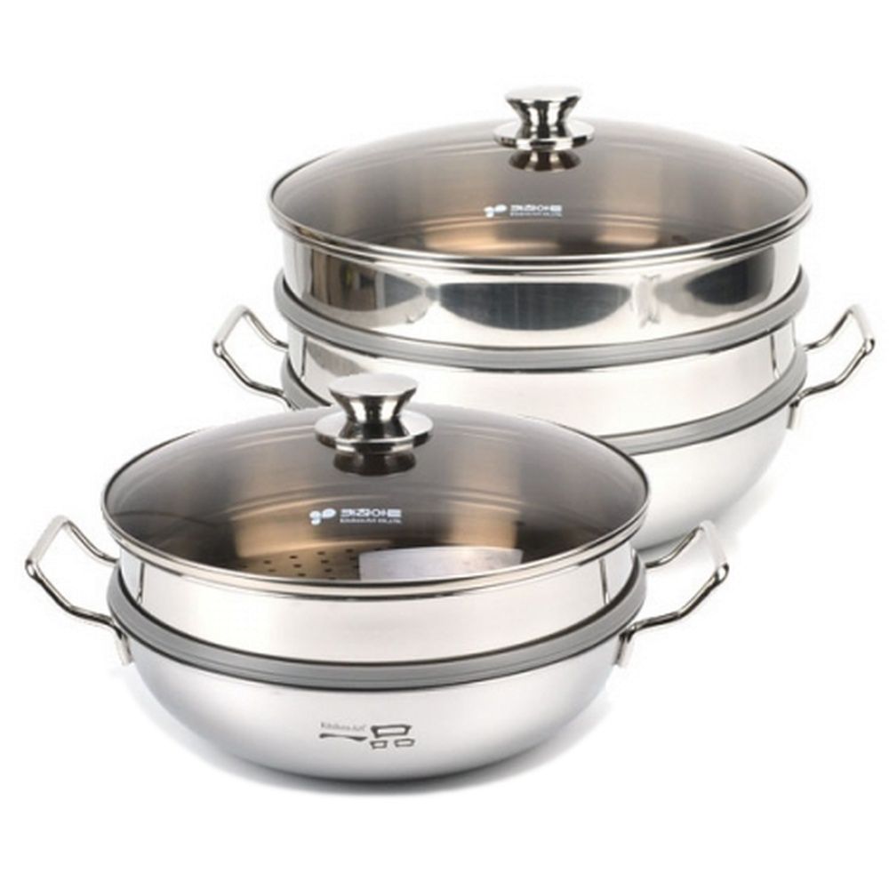 일품 3단 찜냄비 인덕션 찜솥 찜통 찜기 스텐 30cm - 상품 이미지