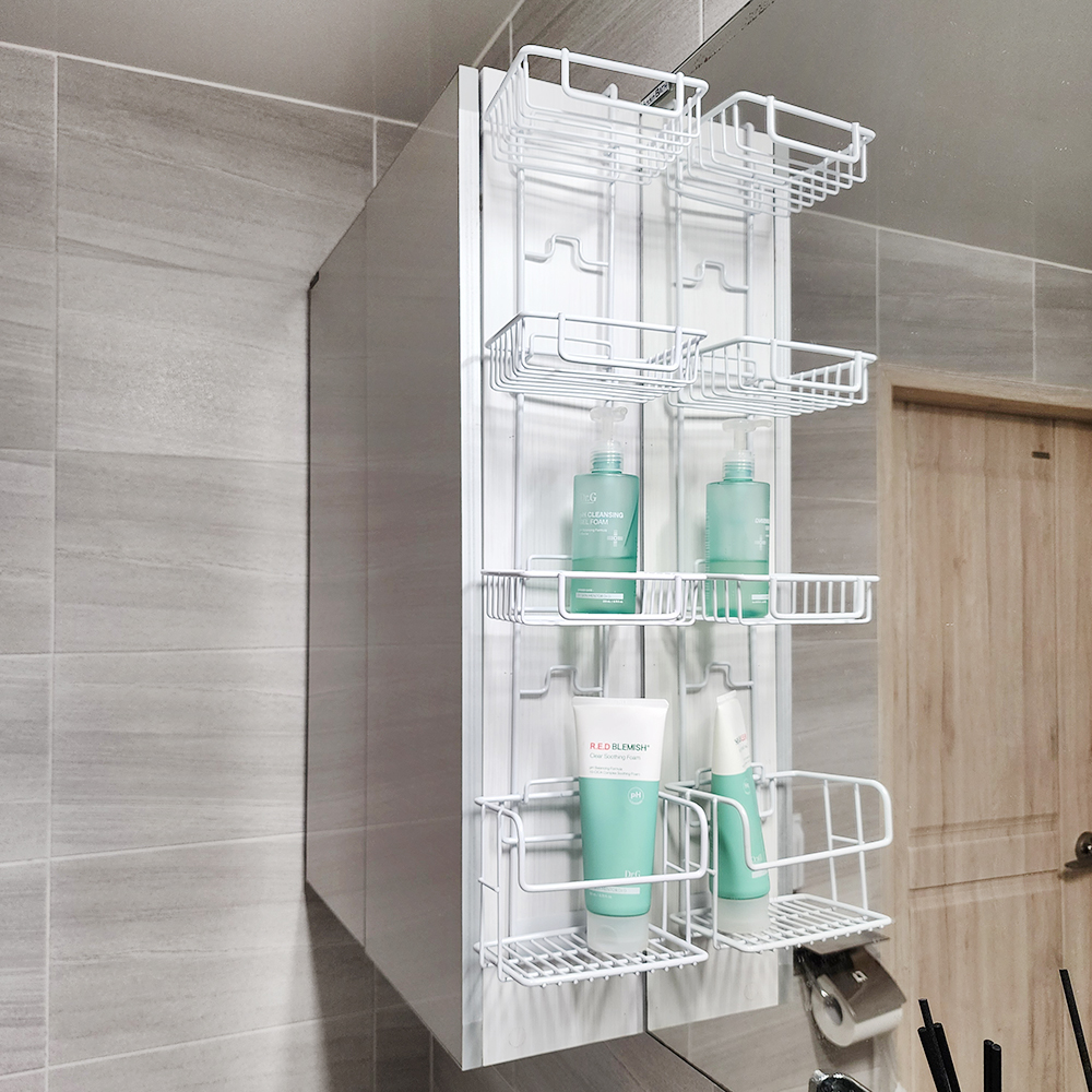 노바리빙 무타공 다용도 욕실 화장실 주방 틈새 수납 선반 철제 냉장고 화장실 매직 선반 제품 이미지