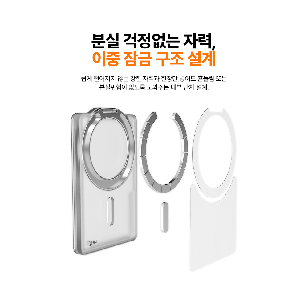 랩씨 맥세이프 마그넷 스탠딩 카드 지갑 2장수납 (삼성 갤럭시 마그넷 케이스 아이폰 호환) 이미지 6