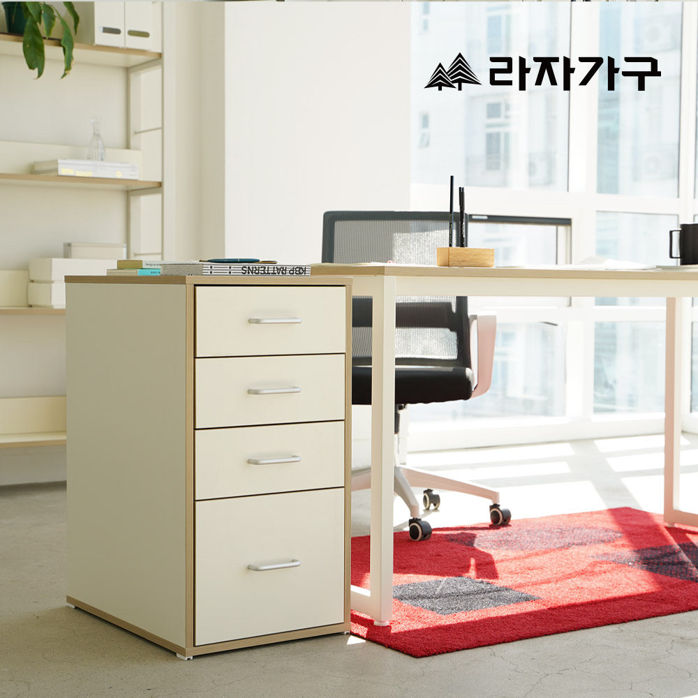 라자가구 플레인 스틸 손잡이 책상보조 4단 서랍 사무실 서재 학생 서랍장