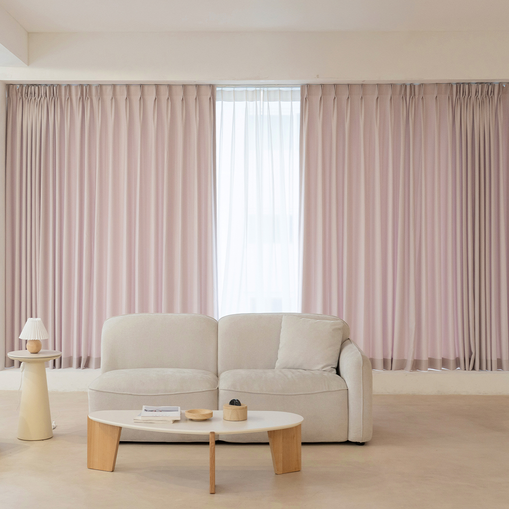 국내산 방한 방풍 데일리 나비주름 형상가공 암막커튼 + 나비주름 쉬폰커튼