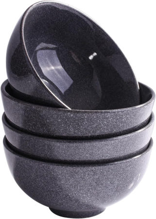 화이트니어 모던 그레이 도자기 밥그릇 지름 4.5인치 4개 세트 전통적인 아시아 스타일 식탁용 그릇