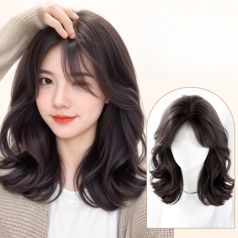 단발 웨이브 여신머리 중단발 통가발 여성 굵은펌 S컬펌 C컬펌 레이어드컷 미디움 기장 - 상품 이미지