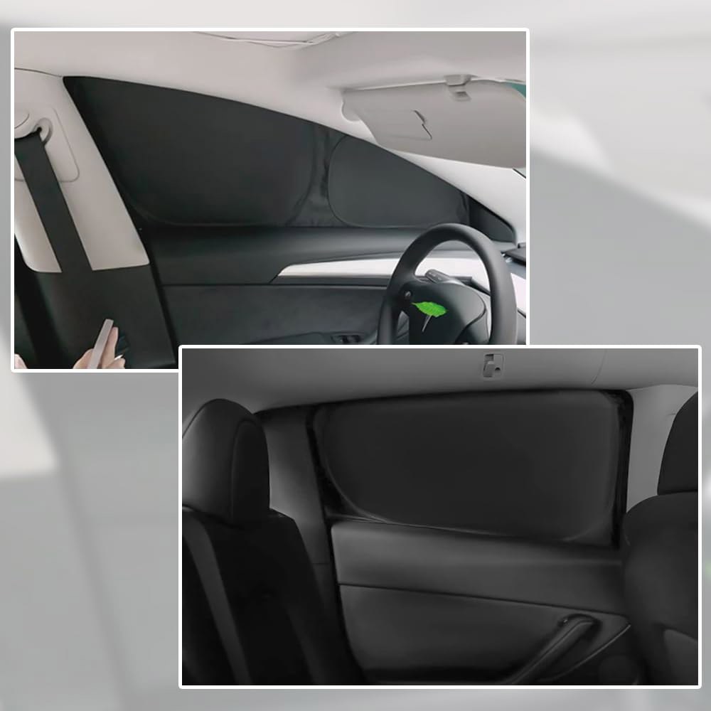 CoolKo Sunshade 모든 창문 앞유리 호환되는 반사 자외선 풀 테슬라 X와 모델 프라이버시 커버 보호 (블랙) 세트 차단 - 및 8피스 D1.Model X Ver.2 - 상세 이미지 3