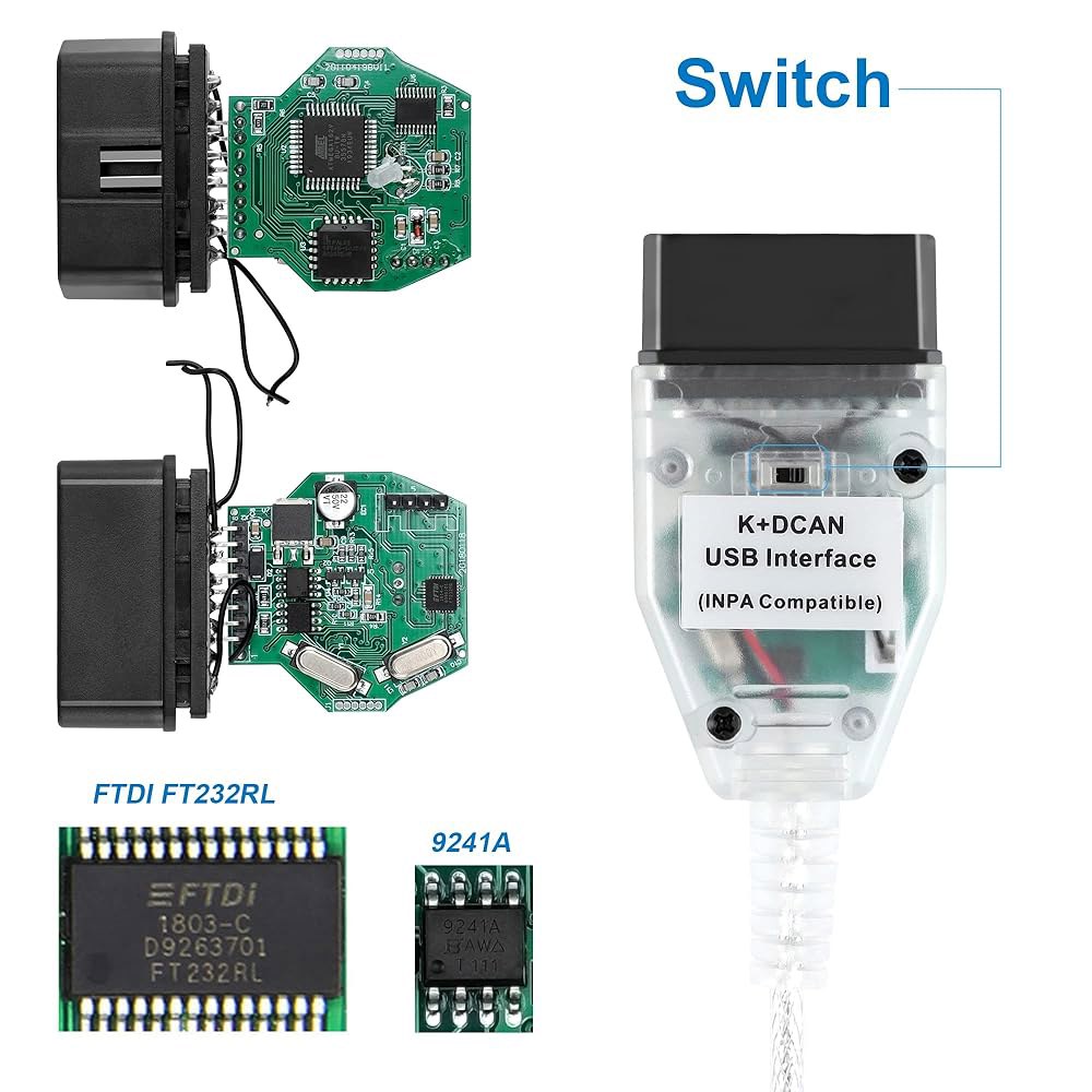 LZLRUN K+CAN K+DCAN 자동차 진단 USB Expert 스위치 Tool32 OBD 포함 BMW용 인터페이스 NCS 스캐너 FT232RL 케이블 - 상세 이미지 2