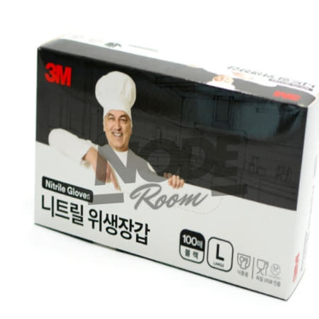 노드룸 3M 식품조리용 니트릴 위생장갑 블랙 L 100p 비말차단장갑