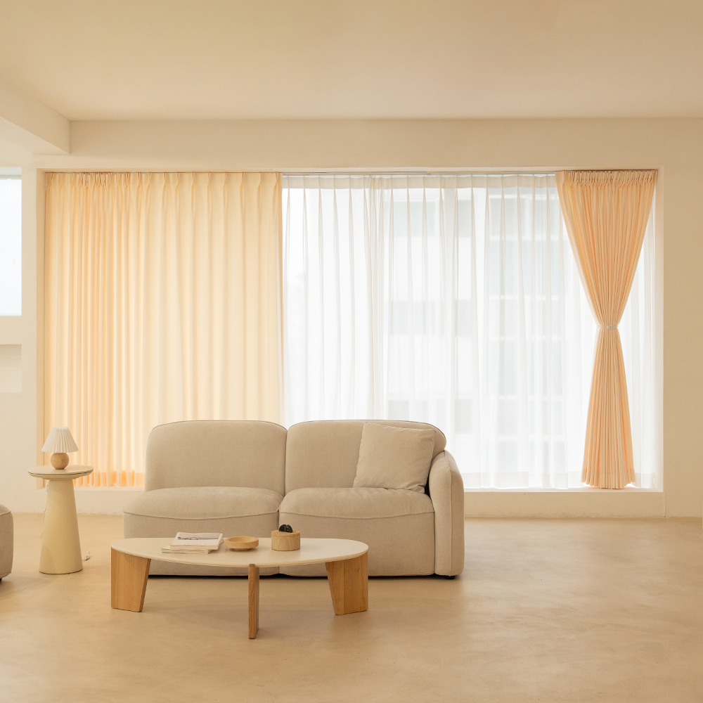 국내산 방한 방풍 데일리 나비주름 형상가공 암막커튼 + 나비주름 쉬폰커튼