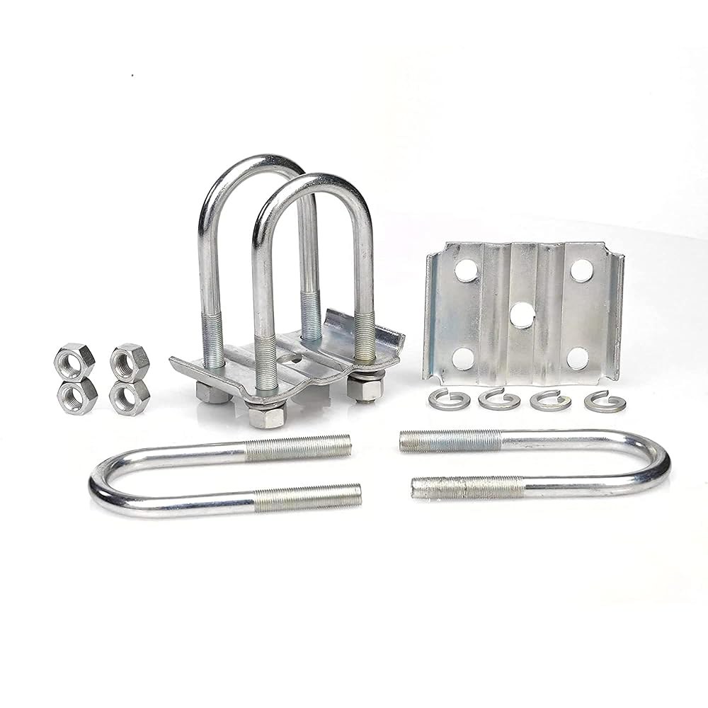 Virtionz 트레일러 U 볼트 키트 원형 6cm(2-3/8인치) 직경 1,587.6kg(3500파운드) 1.3cm(1/2인치) 차축 길이 14cm(5-1/2인치) 1 Pack - 상품 이미지
