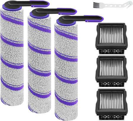 LUZMQ NARWAL S30 프로 습식 건식 진공청소기용 액세서리 교체 부품에는 헤파 필터 3개와 브러시 롤러 3개가 포함되어 있습니다