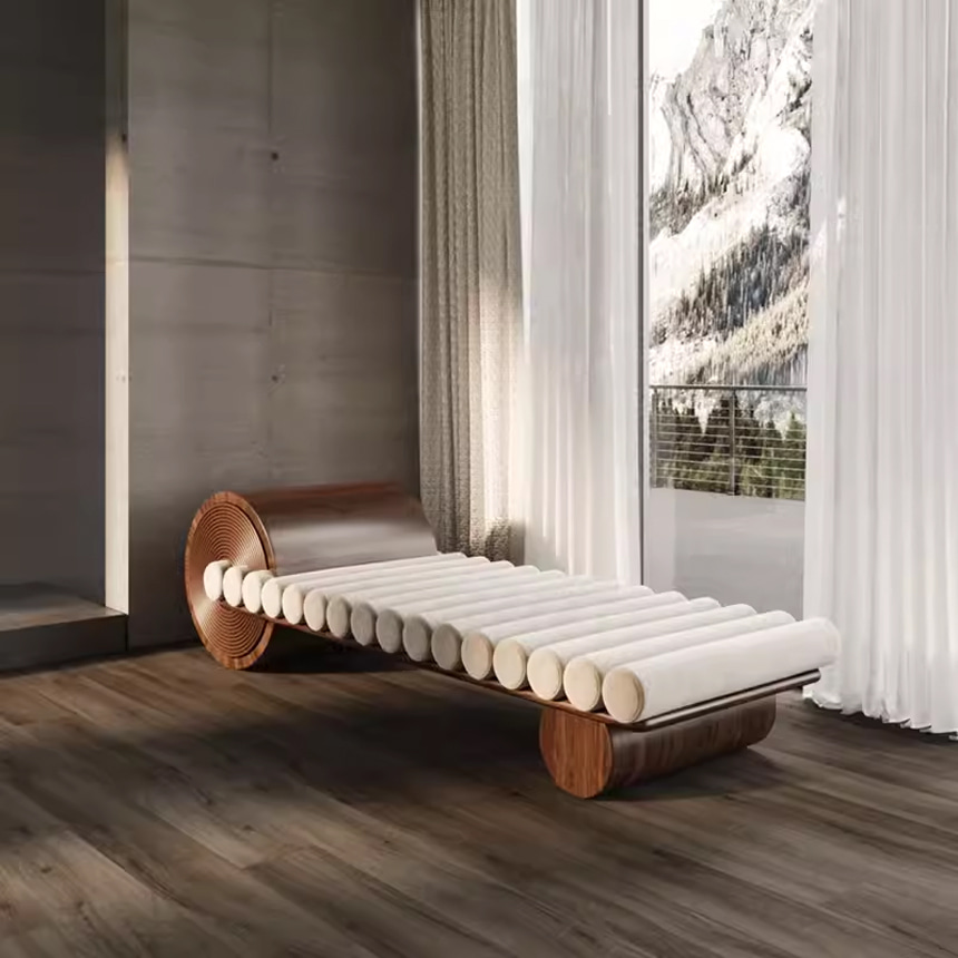 실린지 롤 원목 베드 벤치 소파 S