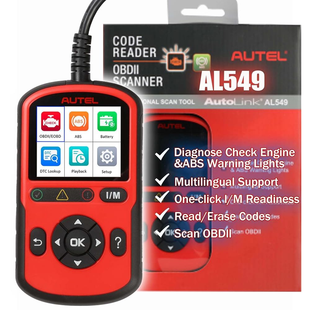 Autel OBD2 스캐너 AutoLink AL549 준비 ABS 포함, 버전 코드 색상 리더기, 커버리지 PCM 범용 AL519 배터리 도구 테스트 향상된 업그레이드 자동차 오류 - 상품 이미지