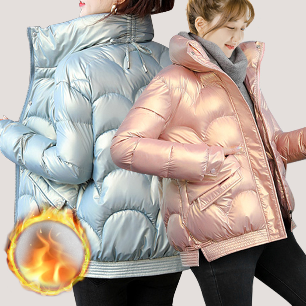 글로시 하프 점퍼 간절기 여자 회사 사무실 패딩 잠바 - 상품 이미지