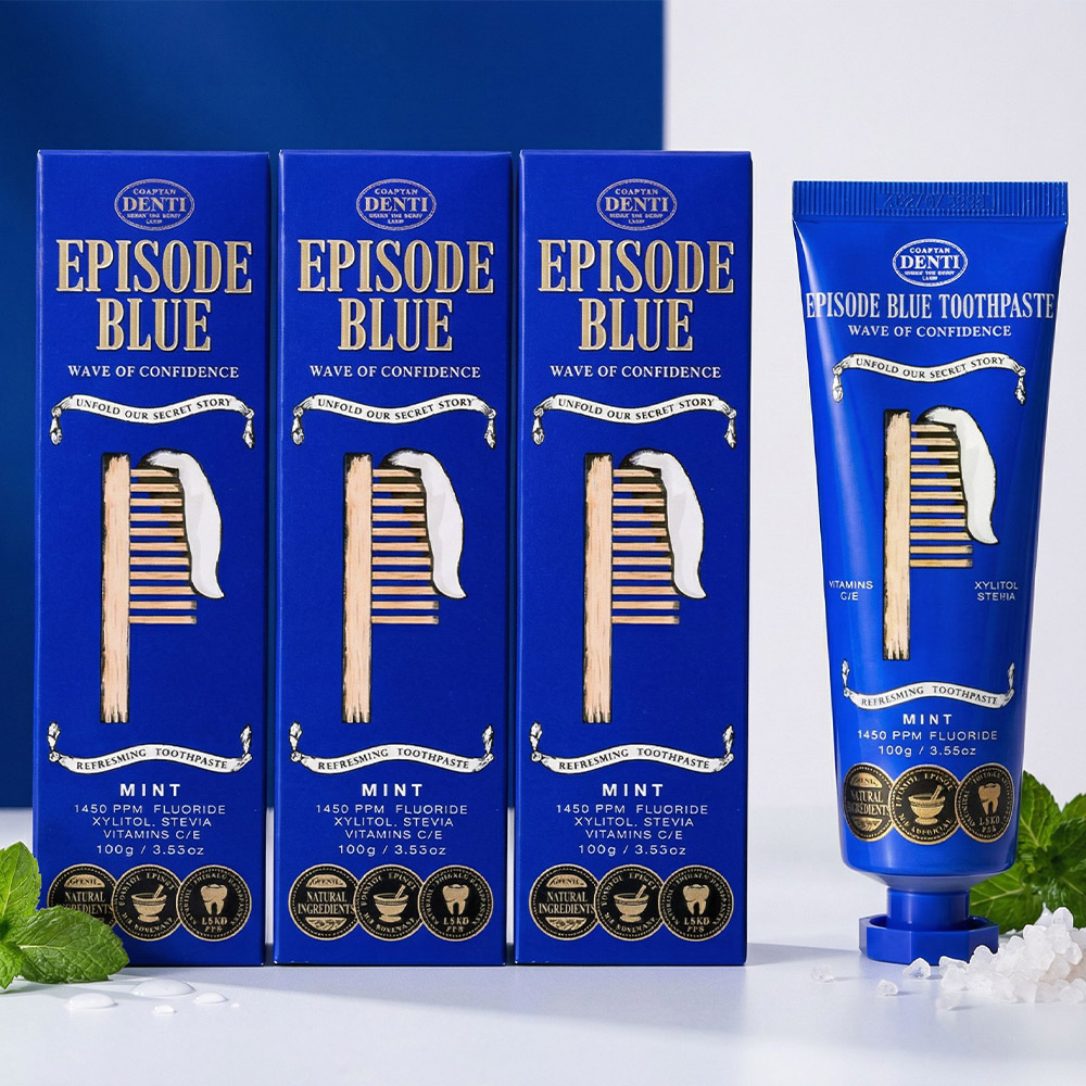 덴티에피소드 블루 불소치약 1450ppm 충치예방 구취제거 고불소치약 100g, 4개