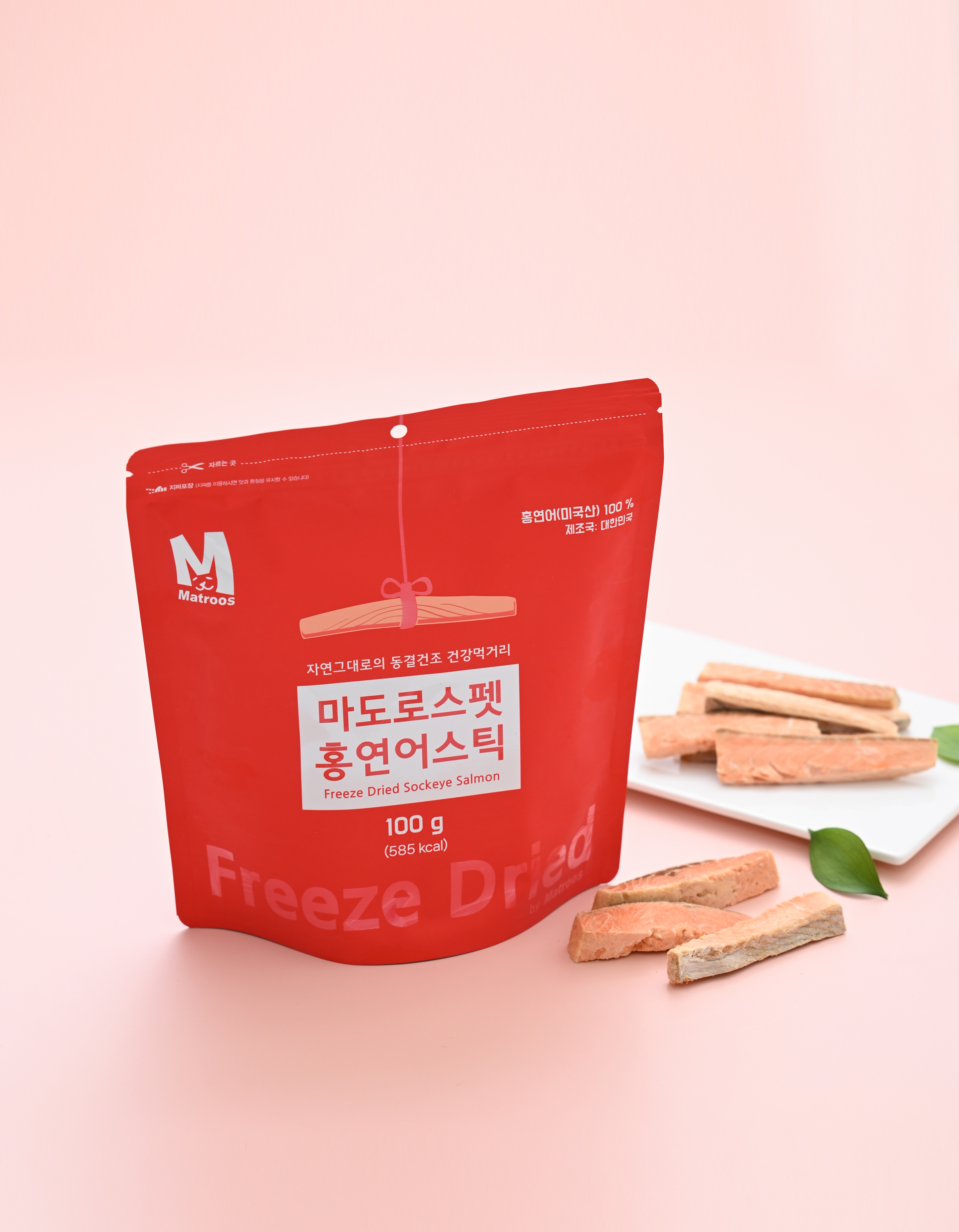 [고양이의날]마도로스펫 홍연어스틱 100g(대용량) 강아지간식 연어트릿 고양이 동결건조간식 - 상세 이미지 3