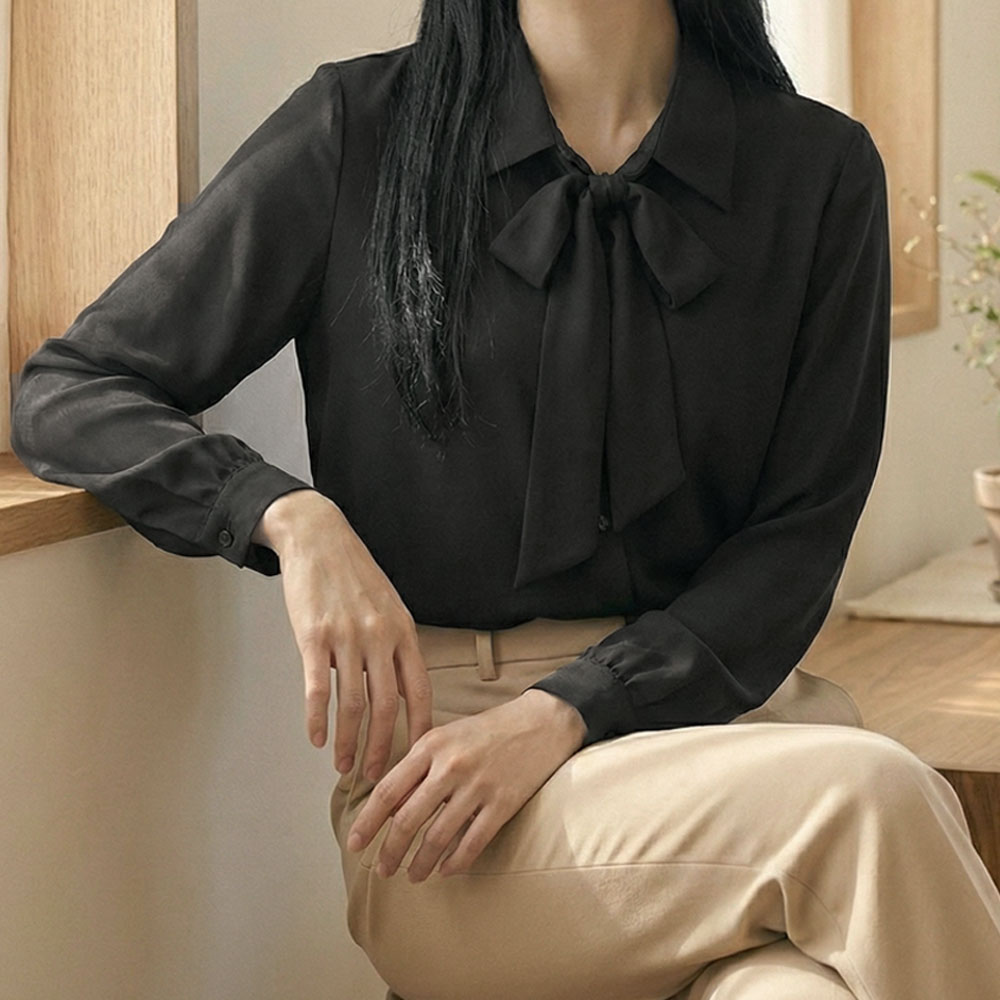 라네르 타이 리본 카라블라우스 - 상품 이미지