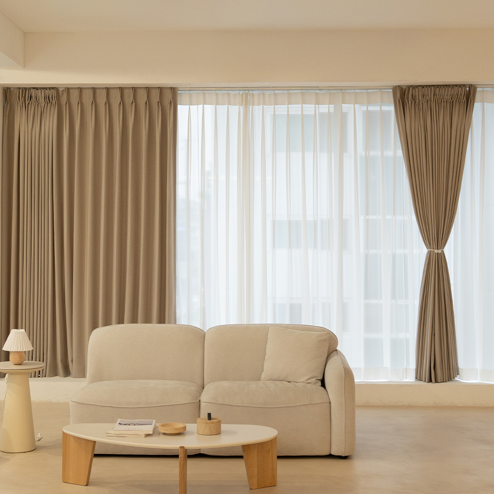 국내산 방한 방풍 데일리 나비주름 형상가공 암막커튼 + 나비주름 쉬폰커튼