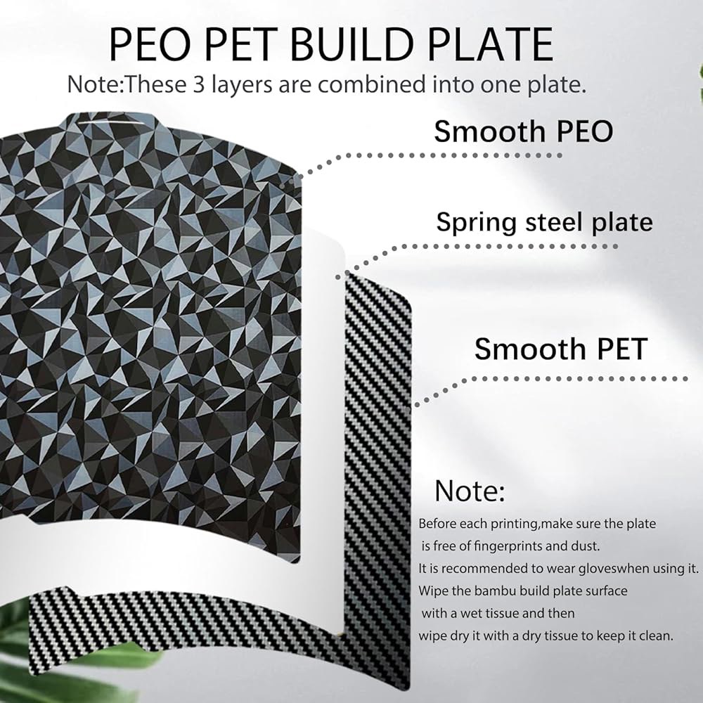 사바임 3D 프린터 플랫폼 PEO PET 밤부 랩 빌드 플레이트 P2S / P1S A1 X1C X1E, 257x257mm 다이아몬드 + 탄소 섬유 스프링 강판 유연한 프린팅 베드 - 상세 이미지 2